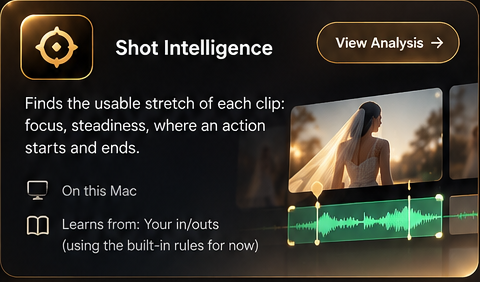 Shot Intelligence: finds the usable stretch of each clip.